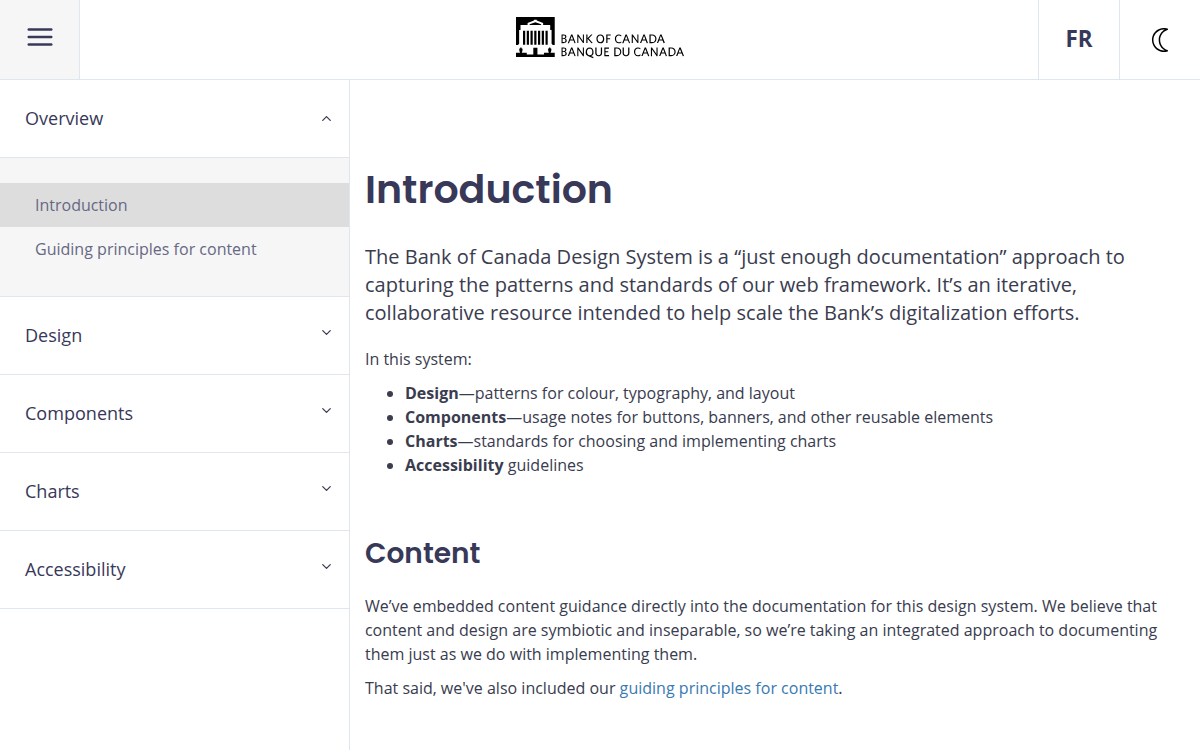 Bank of Canada Design System documentation site