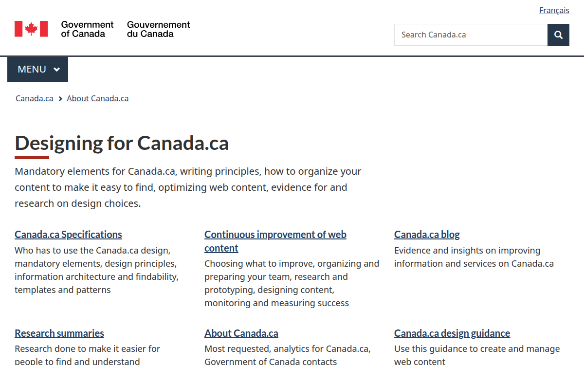 Canada.ca Design System documentation site