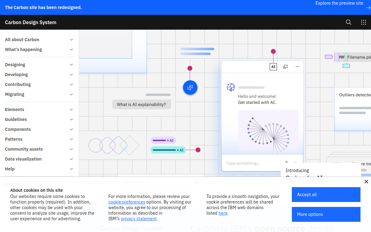 Carbon Design System documentation site