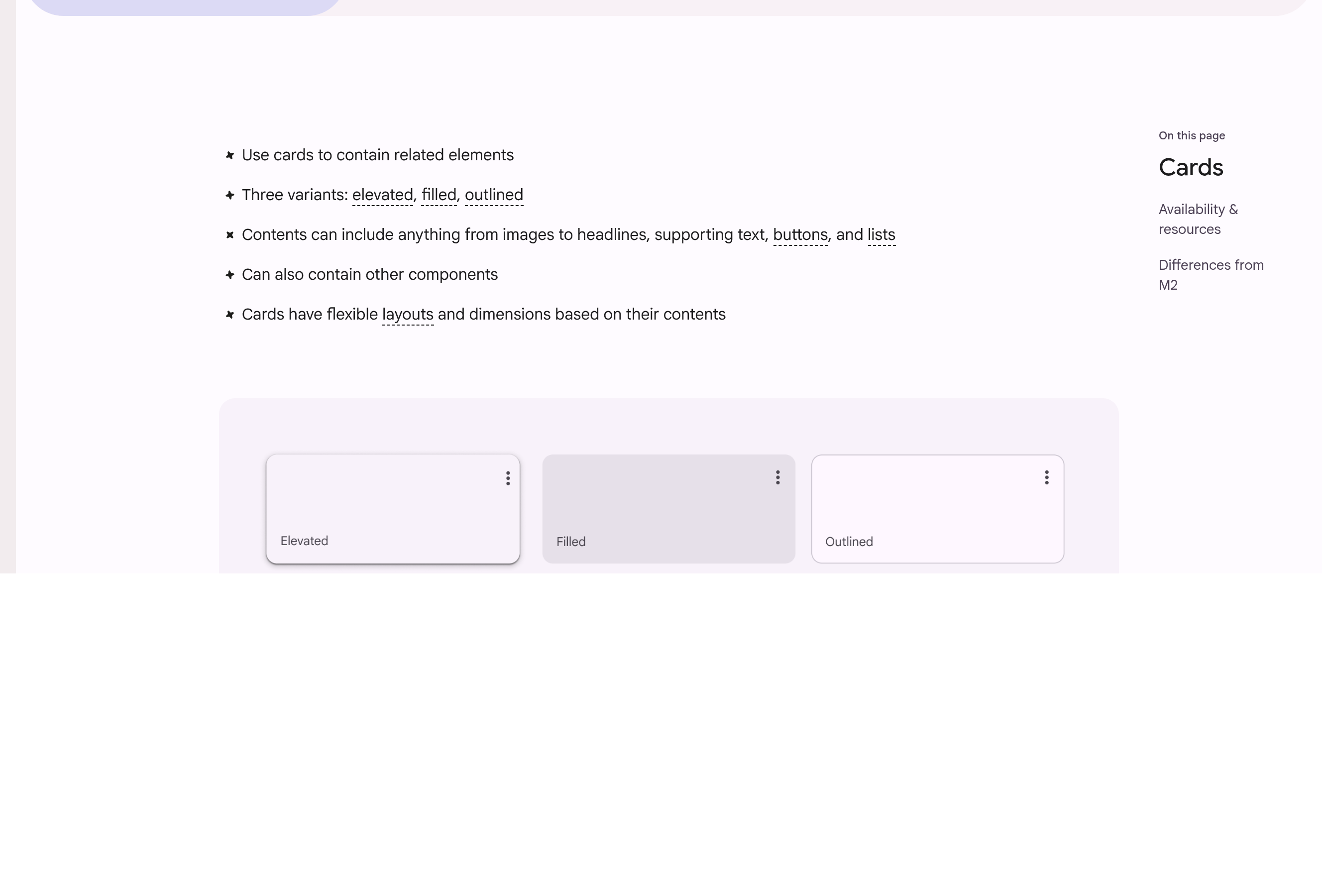 Material 3 Cards documentation