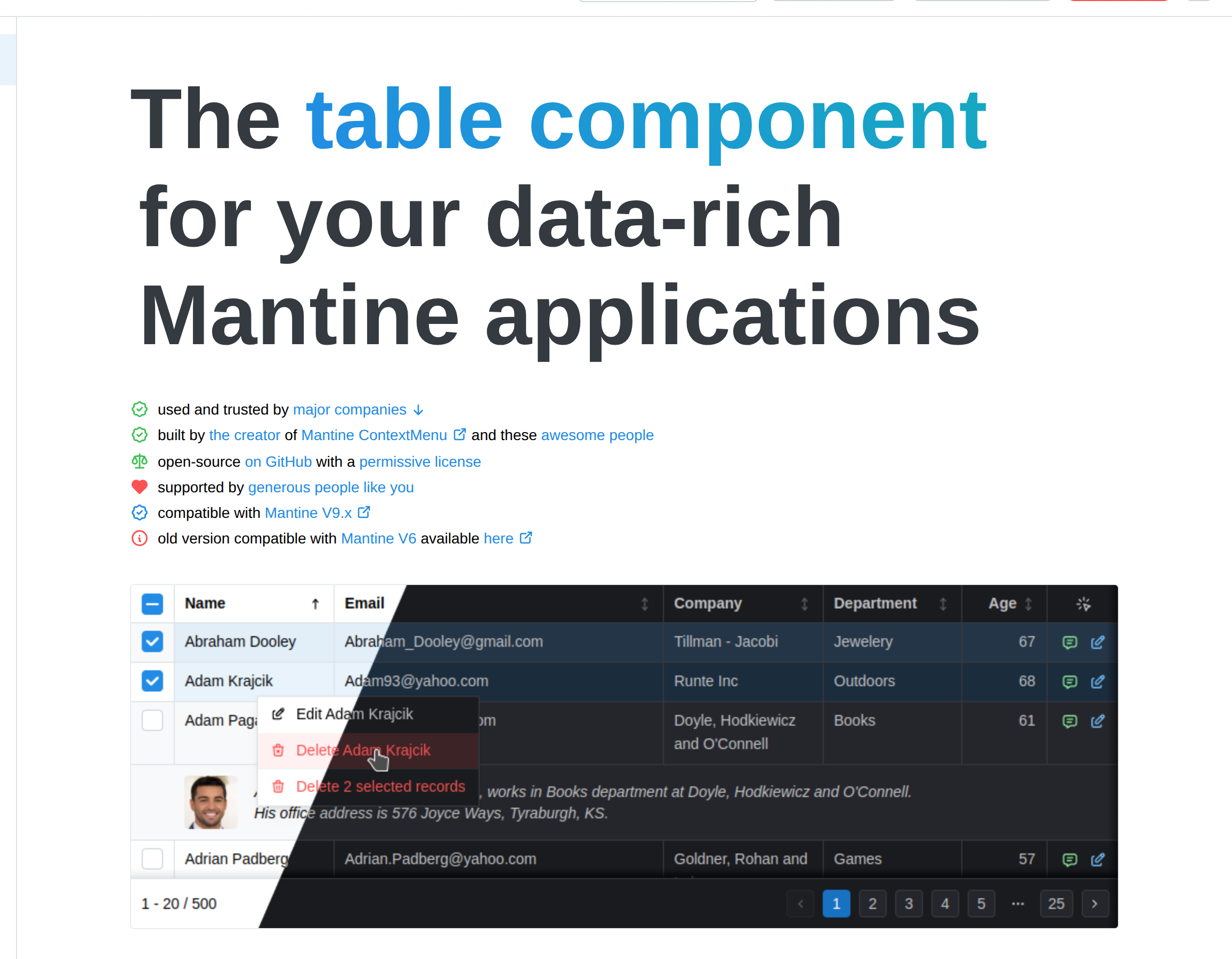 Mantine DataTable (mantine-datatable) documentation