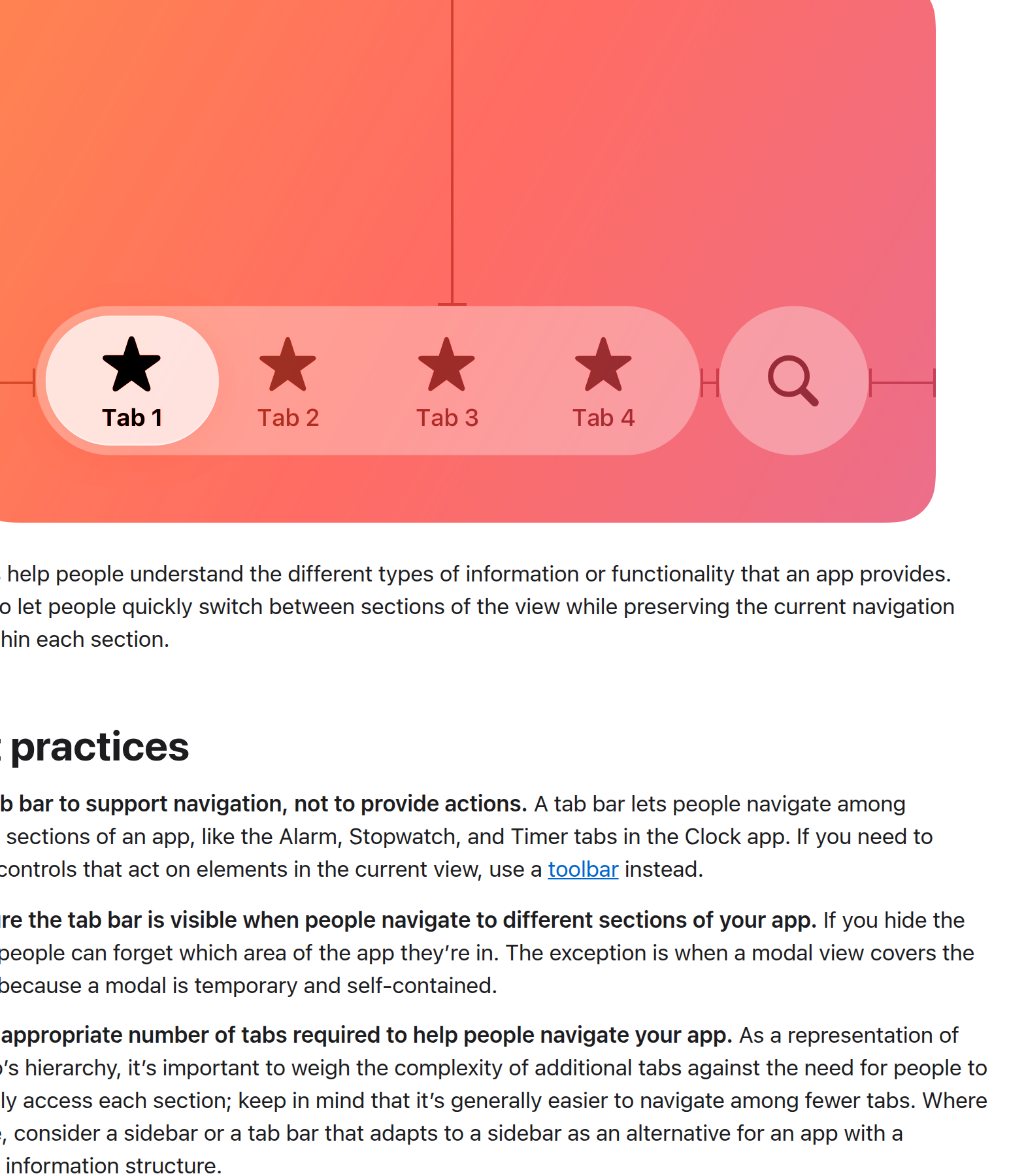 Apple Human Interface Guidelines Tab Bar documentation