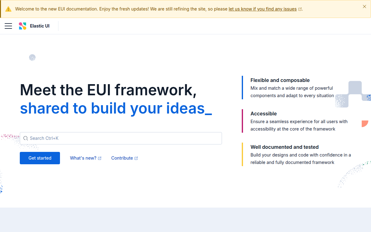 Elastic UI documentation site
