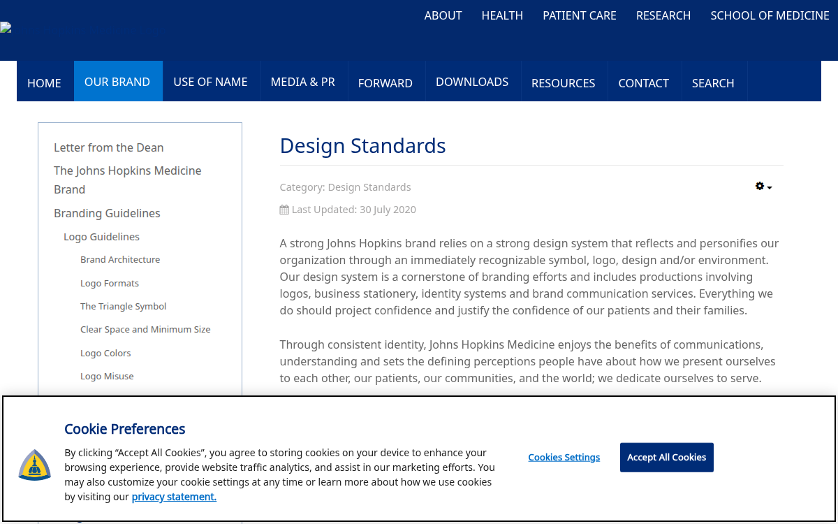 Johns Hopkins Design System documentation site
