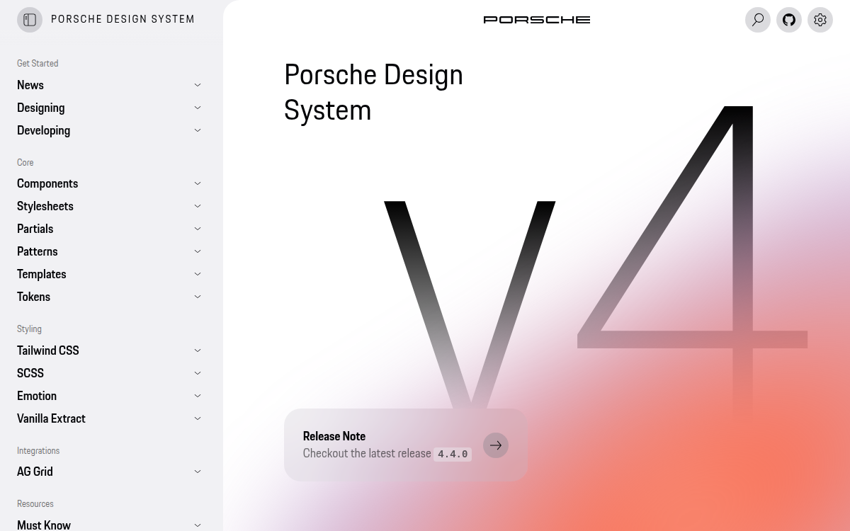 Porsche Design System documentation site