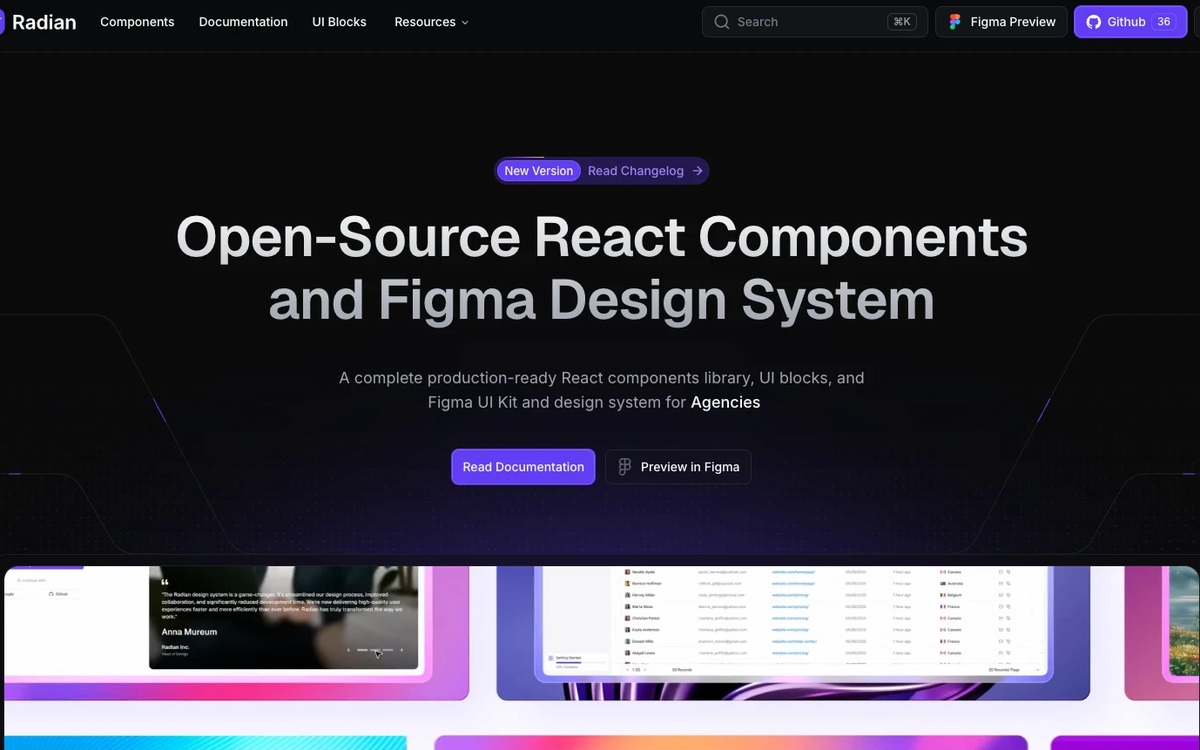 RadianUI documentation site