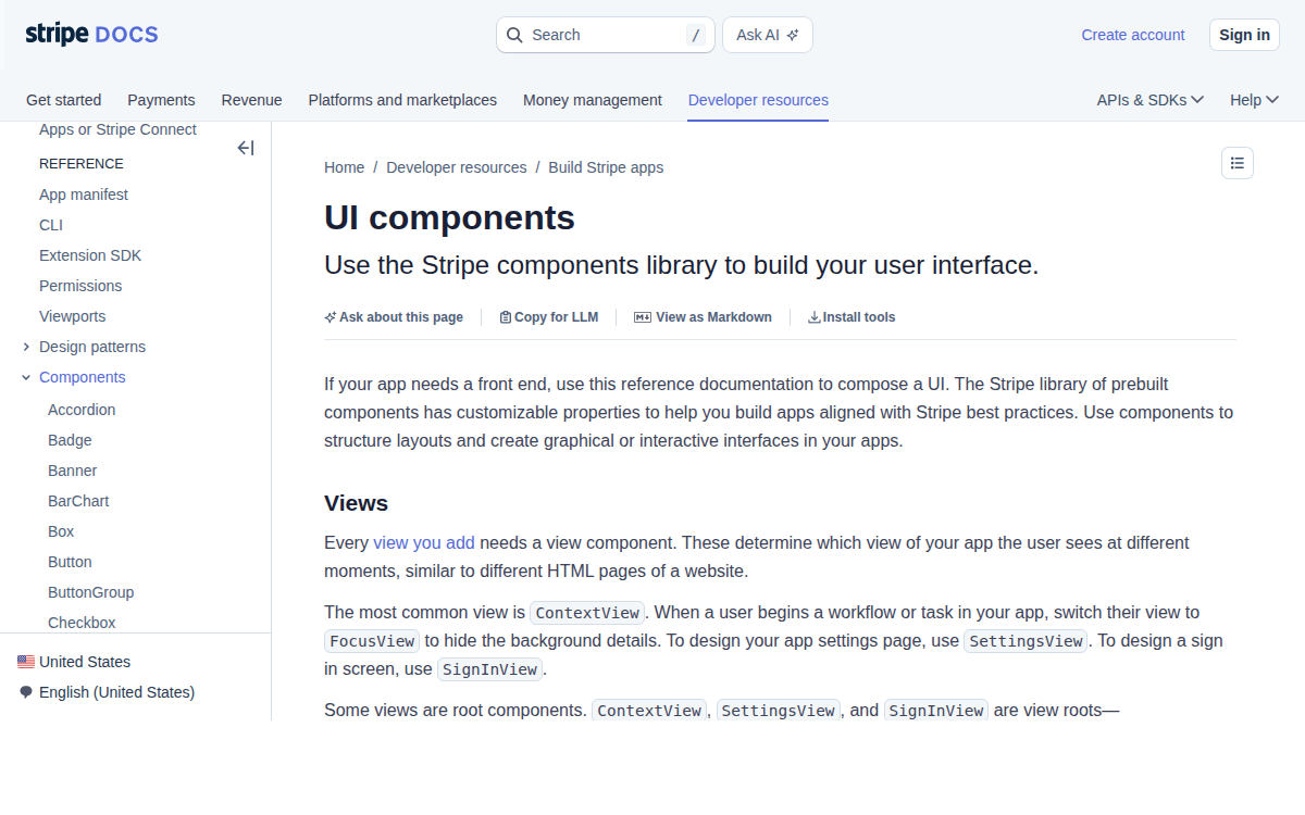 Stripe Design System documentation site